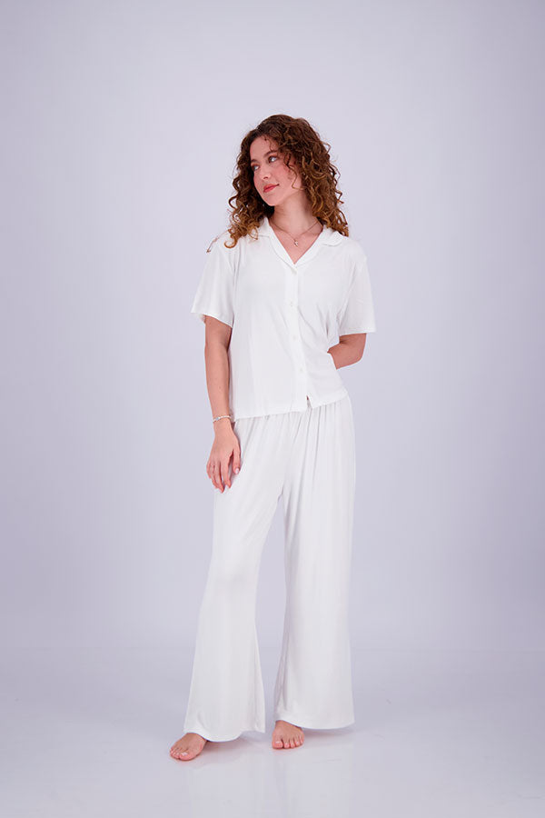 Pointelle Pajama Set - Button Shirt + Pants