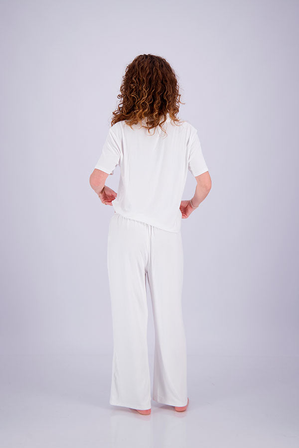 Pointelle Pajama Set - Button Shirt + Pants