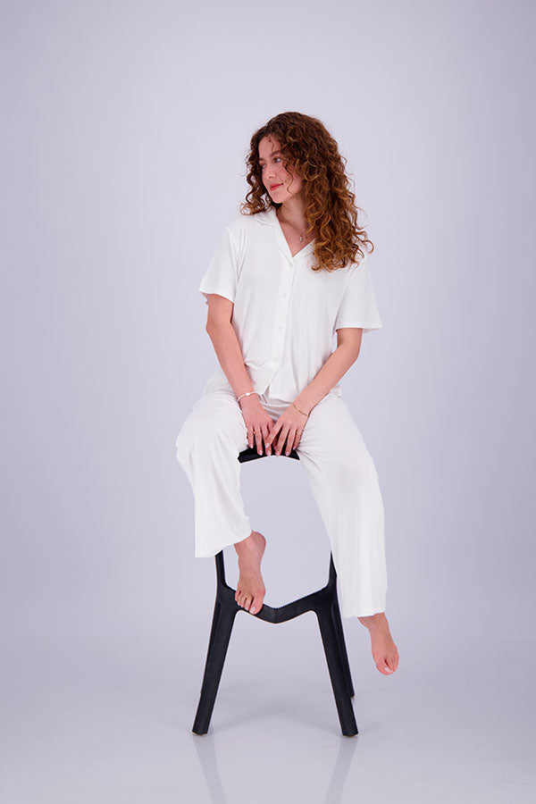 Pointelle Pajama Set - Button Shirt + Pants