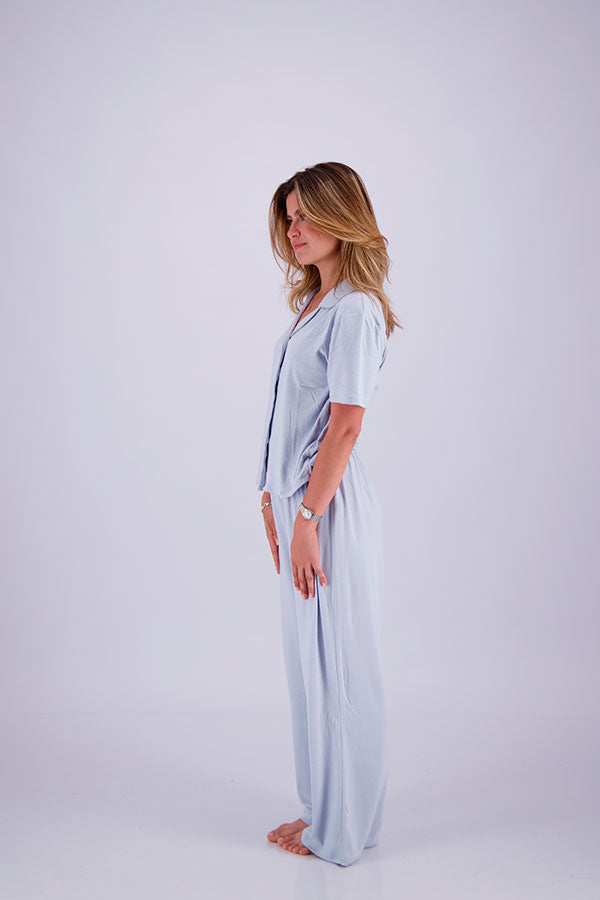 Pointelle Pajama Set - Button Shirt + Pants
