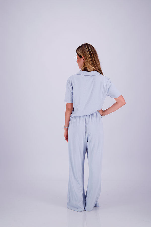 Pointelle Pajama Set - Button Shirt + Pants