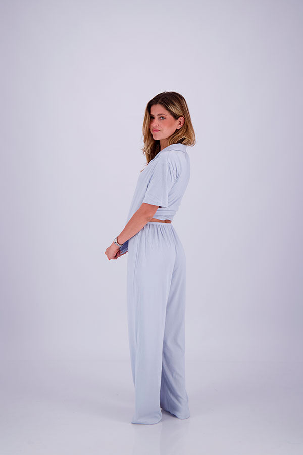 Pointelle Pajama Set - Button Shirt + Pants