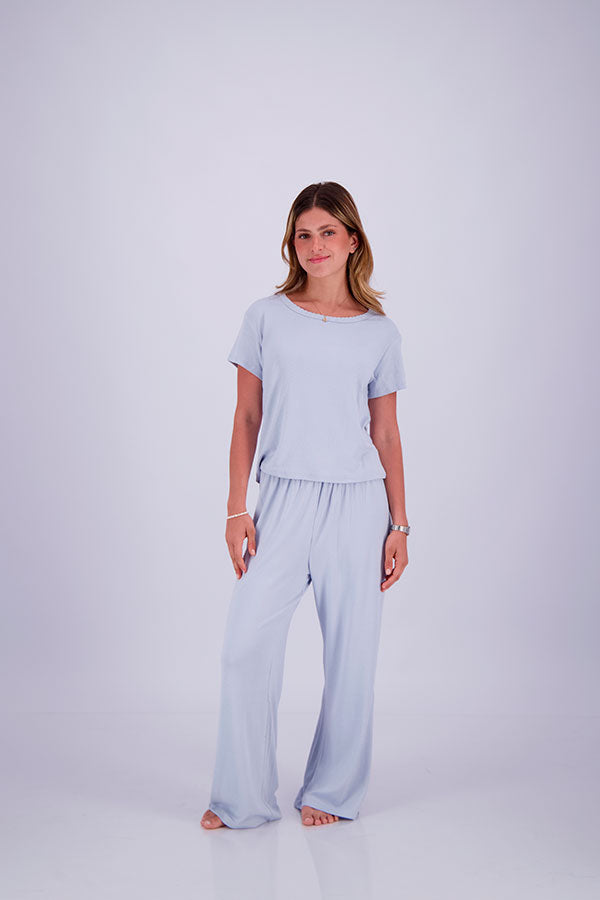 Pointelle Pajama Set - T-Shirt + Pants