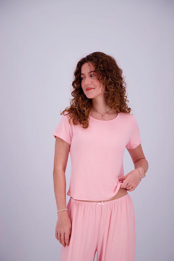 Pointelle Pajama Set - T-Shirt + Pants