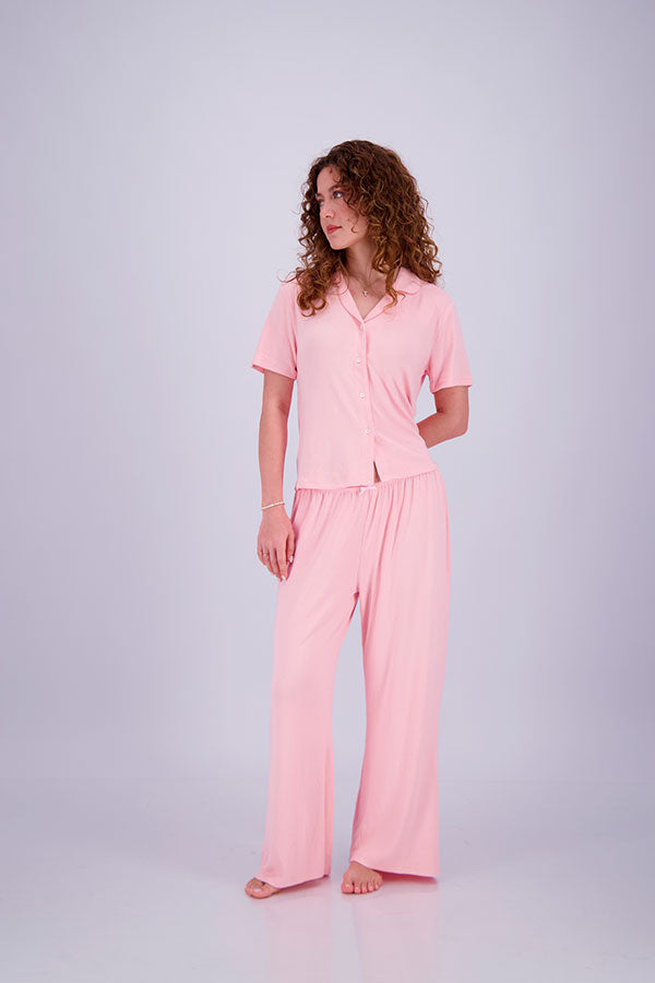 Pointelle Pajama Set - Button Shirt + Pants