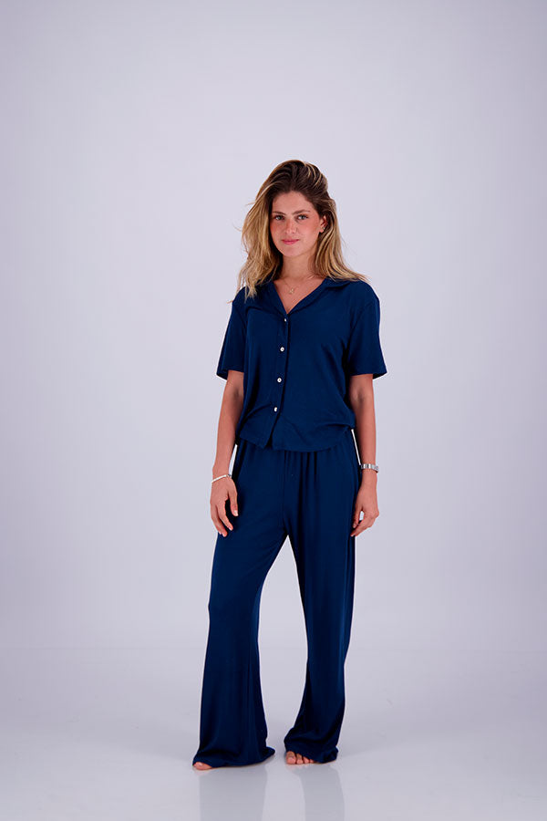 Pointelle Pajama Set - Button Shirt + Pants