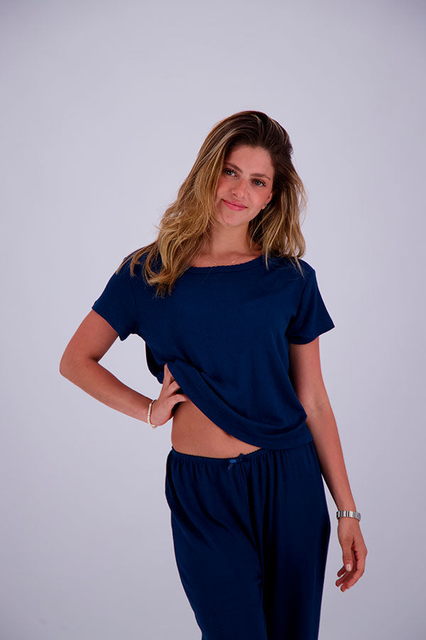 Pointelle Pajama Set - T-Shirt + Pants